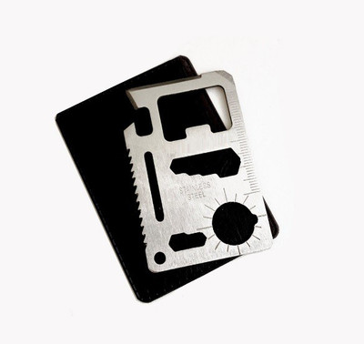 WunderVoX Stainless Steel Multi Tool Card 11 in 1-X11 Camping & Hiking Opener::Wrench::Lanyard hole::Direction::Ruler::Screwdriver::Knife edge