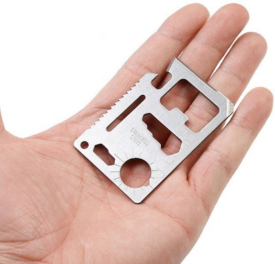 WunderVoX 11 In 1 Outdoor Multi Function Survival Wallet Credit Multi Tool Card-X41 Camping & Hiking Opener::Wrench::Lanyard hole::Direction::Ruler::Screwdriver::Knife edge