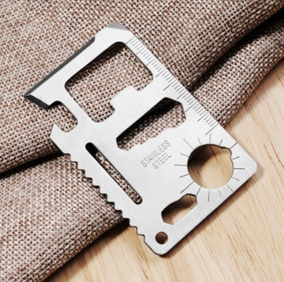WunderVoX Stainless Steel Multifunction Credit Survival Multitool Tool Card-X24 Hunting Opener::Wrench::Lanyard hole::Direction::Ruler::Screwdriver::Knife edge
