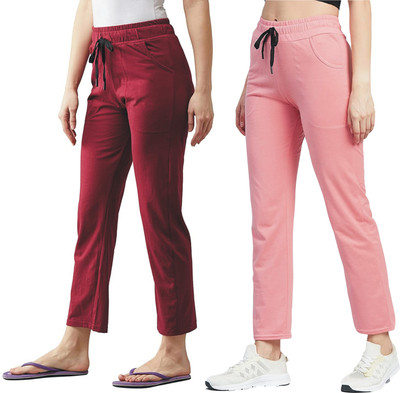 ALFA Solid Women Pink, Maroon Track Pants