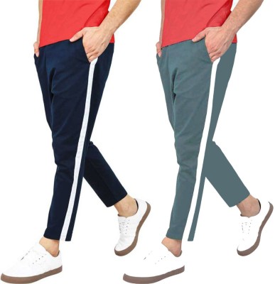 WellFitLook Striped Men Blue, Grey Track Pants