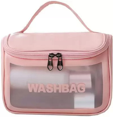 KARTCITY PVC Zipper Cosmetic Travel Toiletry Makeup Wash Bag Organizer Travel Toiletry Kit(Pink)
