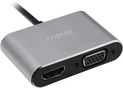 RAPOO XD10V-�HDMI+VGA Adapter ,4K HDMI/30Hz Port- 2 in 1- C Type XD10V USB Hub(Grey)