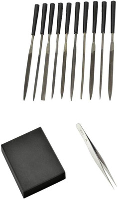 TOOLBUX Pack of 3 -10 Pc Needle File Set Flat Nose PCB Drill