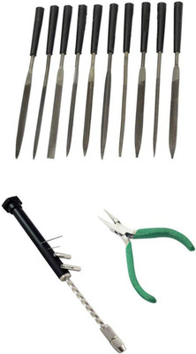 TOOLBUX Pack of 3 -10 Pc Needle File Set Tweezer Round Nose
