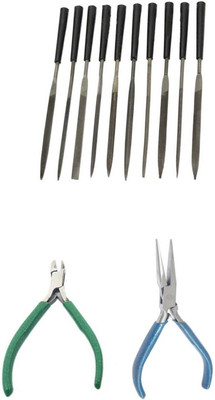 TOOLBUX Pack of 3 -10 Pc Needle File Set Gold Testing Stone Tweezer