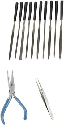 TOOLBUX Pack of 3 -10 Pc Needle File Set Round Nose Gold Testing Stone