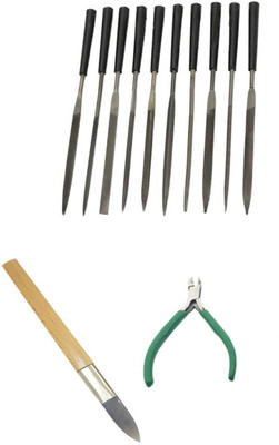 TOOLBUX Pack of 3 -10 Pc Needle File Set PCB Mini Hand Drill Agate Burnisher
