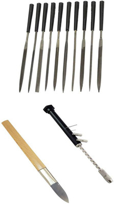 TOOLBUX Pack of 3 -10 Pc Needle File Set Agate Burnisher Gold Testing Stone