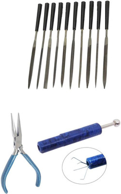 TOOLBUX Pack of 3 -10 Pc Needle File Set 39 Round Hole Draw Plate Gold Testing Stone