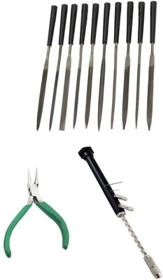 TOOLBUX Pack of 3 -10 Pc Needle File Set Round Nose Gemstone Picker