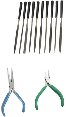 TOOLBUX Pack of 3 -10 Pc Needle File Set Round Nose Flat Nose