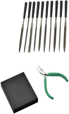 TOOLBUX Pack of 3 -10 Pc Needle File Set Flat Nose Cutter