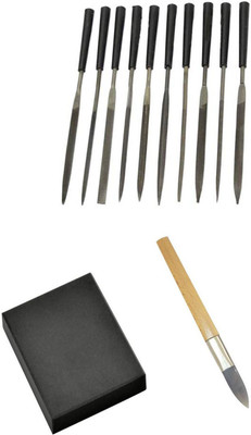 TOOLBUX Pack of 3 -10 Pc Needle File Set Flat Nose Tweezer