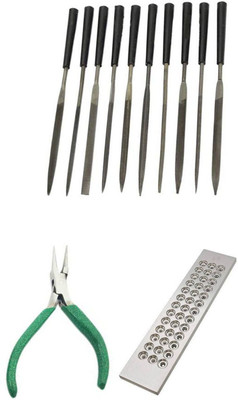 TOOLBUX Pack of 3 -10 Pc Needle File Set Agate Burnisher 39 Round Hole Draw Plate