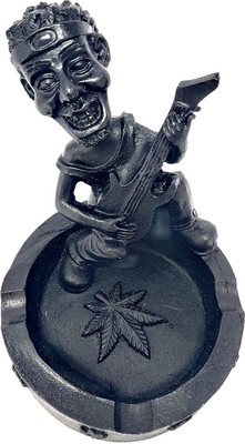 Inara Creation Jamaican Cigarette Ashtray Smoking for Home, Office and Bar Black Polyresin Ashtray(Pack of 1)
