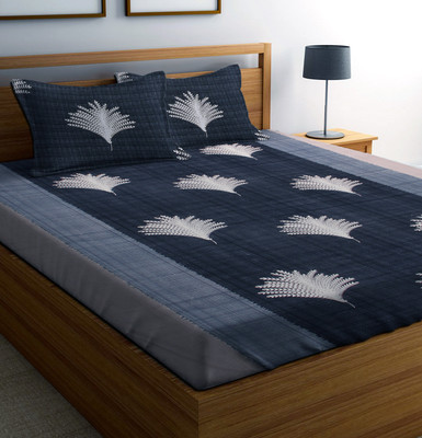 HOMYBEES 220 TC Microfiber Double Abstract Flat Bedsheet(Pack of 1, Multi4)