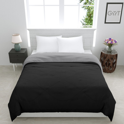 RD11 Solid King Comforter for  Mild Winter(Poly Cotton, Black-Grey)