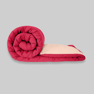 GYT Checkered Single Comforter for  Heavy Winter(Microfiber, Pink - Peach)