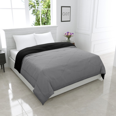 GYT Checkered Double Comforter for  Heavy Winter(Microfiber, Black - Grey)