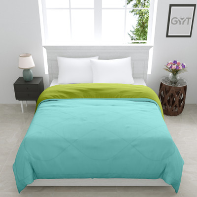 GYT Solid Single Comforter for  Heavy Winter(Poly Cotton, Glorious Green & Ablaze Aqua)