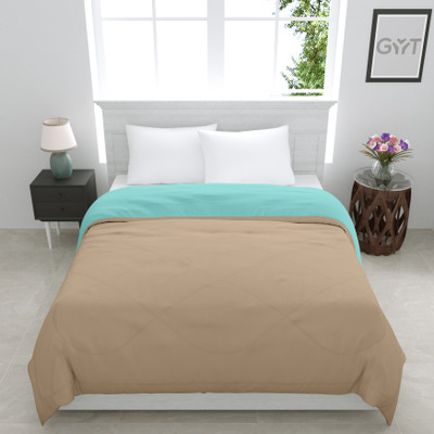 GYT Solid Single Comforter for  Mild Winter(Poly Cotton, Ablaze Aqua & Glowing Grey)