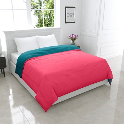 GYT Checkered Double Comforter for  AC Room(Microfiber, Pink - Cyan)