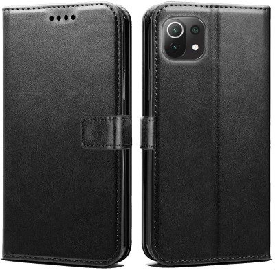 ONCRAVES Flip Cover for Xiaomi Mi 11 Lite 5G (Black, Cases with Holder)(Black, Dual Protection, Pack of: 1)