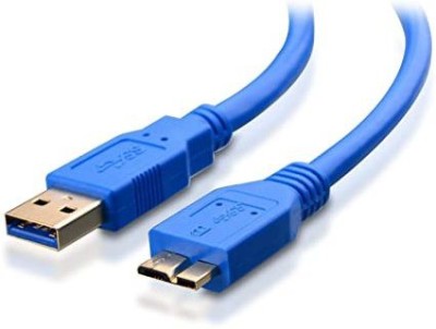 TECHGEAR Power Cord 0.22 m SuperSpeed Cable for External Hard Drives - (20cm) (Blue) SB 3.0 Data Cable Cord Compatible with External Hard Drive (HDD), HD Camera(Compatible with External Hard Drives, Blue, One Cable)