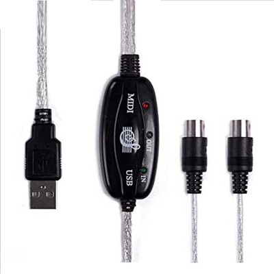 TECHGEAR Power Sharing Cable 1.5 m USB to MIDI Keyboard PC Interface Converter Cable USB Midi Interface Adapter Cable 1.8m - Connect Keyboard Piano To Windows Mac PC(Compatible with Laptop, PC, Silver, Black, One Cable)