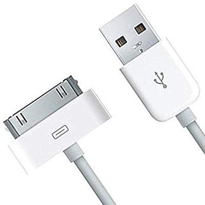 TECHGEAR Power Sharing Cable 1.2 m 30 Pin Data Cable For 4s 3GS 3G 4 s USB Cable Wire Charger Phone Charging Cord(Compatible with computer, White, One Cable)