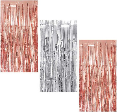 Bloomsevent Rose gold, Silver Fringe Curtain