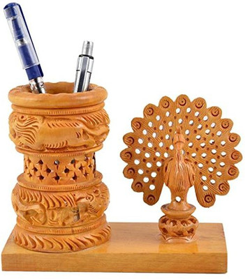 Badgoti Handicrafts 1 Compartments wooden pen stand(Brown)