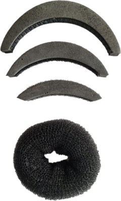 GUUNUU Combo of Puff Maker and Donut (9 CM) Hair Bun Maker (Pack of 4) Hair Accessory Set(Black)