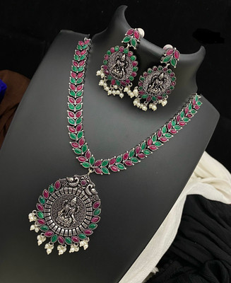 PBM CREATIONS Oxidised Silver Multicolor Jewellery Set(Pack of 1)