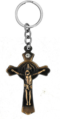 AFH Jesus on Cross Crucifixion Christian copper metalic decorative gifting Keychain Key Chain