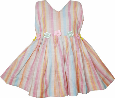harshvardhanmart Girls Midi/Knee Length Casual Dress(Multicolor, Sleeveless)