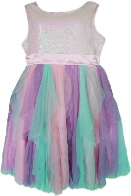 Stylista Fashion Boutique Indi Girls Midi/Knee Length Festive/Wedding Dress(Multicolor, Full Sleeve)
