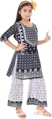 Life's Look's Fashion Girls Festive & Party Kurta and Palazzo Set(Black Pack of 1)