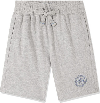 U.S. POLO ASSN. Short For Boys Casual Solid Cotton Blend(Grey, Pack of 1)