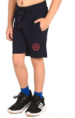 U.S. POLO ASSN. Short For Boys Casual Solid Cotton Blend(Blue, Pack of 1)