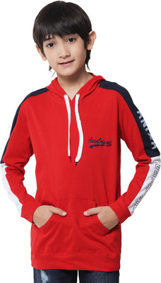 Fit N Fame Boys Typography Cotton Blend Regular T Shirt(Red, Pack of 1)