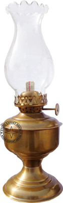 Stark Export House Brown Brass, Glass Table Lantern(24.7 cm X 8.13 cm, Pack of 1)