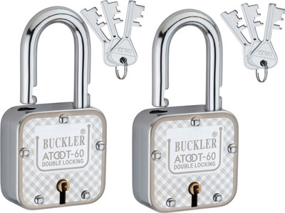 BUCKLER Atoot-60MM-8 Levers Silver-Gold,Double Lock with 3 Keys (Combo Offer) Pack of 2 Padlock(Silver, Gold)