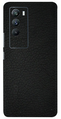 BUGGU Black Leather Mobile Back Skin Guard, Black Leather, iqoo 9se 5g Mobile Skin(Black Leather Skin With High Matte Finish.)