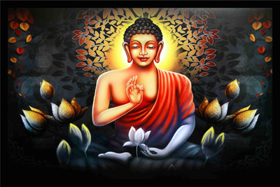 Mmory Beautiful Decorative Buddha Art Wall Decor Painting Digital Reprint 9 inch x 12 inch Painting(With Frame)
