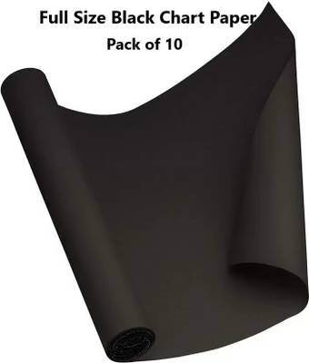 Sejas Collections | Pack of 10 | Black BIG / FULL Size Chart Paper, Used in art and craft, collage, projects, props, decorations, posters etc. Plain / Unrulled, Size: 70x56 centimetres, Ideal for schools, home, College & Corporate craft projects, 200 gsm Multipurpose Paper