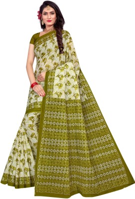 TAMAIRA FASHION Hand Painted Daily Wear Pure Cotton Saree(Light Green)