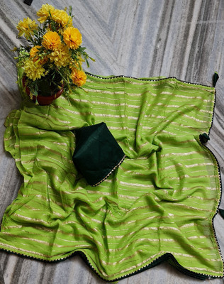 MINE CHOICE Solid/Plain Bollywood Viscose Rayon Saree(Light Green)