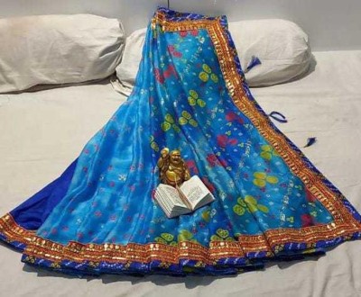 Guru Alankar Embroidered Daily Wear Chiffon Saree(Blue)